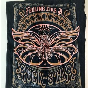 Black tee shirt, Shein, Butterfly
